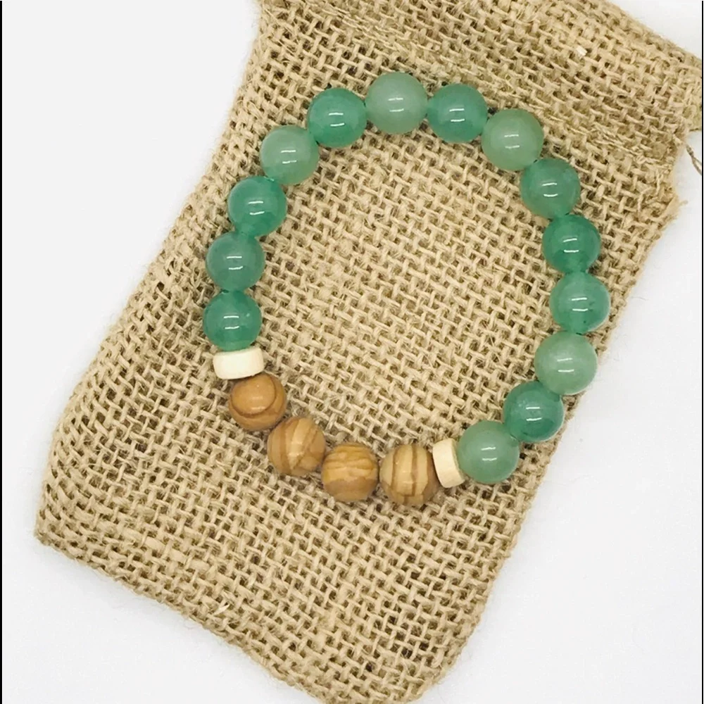 10mm Green Aventurine & Jasper Gemstone Bracelet - Picture 2 of 5